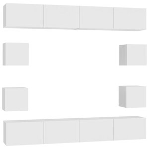 vidaXL Ensemble de meubles TV 8 Pièces Blanc Bois d'ingénierie