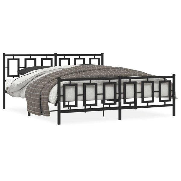 vidaXL Cadre de lit métal sans matelas avec pied de lit noir 183x213cm