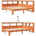 vidaXL Lit bibliothèque sans matelas cire marron 135x190 cm pin massif