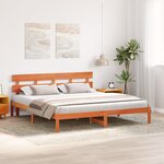 vidaXL Cadre de lit avec tête de lit marron ciré 180x200 cm en bois massif