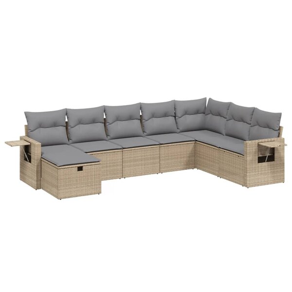 vidaXL Salon de jardin avec coussins 8Pièces mélange beige résine tressée