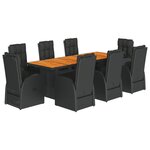 vidaXL Ensemble à manger de jardin 9Pièces coussins noir résine tressée