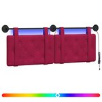 vidaXL Tête de lit suspendue Avec lumière LED Bordeaux Velours