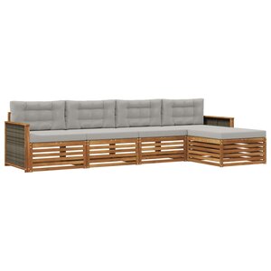 vidaXL Ensemble de canapés d'extérieur 5 pc Naturel et gris clair