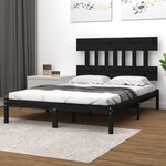 vidaXL Cadre de lit sans matelas noir 140x190 cm bois massif