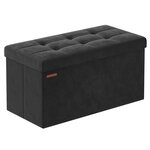 Banc de rangement 38 x 76 x 38 cm pouf en velours avec couvercle avec 2 boîtes séparateur amovible capacité de charge 300 kg pour couloir salon chambre 12_0004165