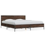 vidaXL Cadre de lit chêne marron 200x200 cm bois d'ingénierie et métal
