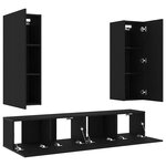 vidaXL Set de meubles TV mural en chêne noir  4 pièces en bois d'ingénierie