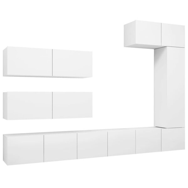 vidaXL Ensemble de meubles TV 7 Pièces Blanc Bois d'ingénierie