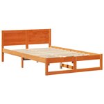 vidaXL Cadre de lit avec tête de lit Brun cire 120 x 200 cm Pin massif