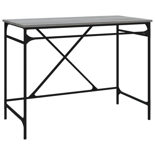 Bureau table poste de travail meuble d'ordinateur informatique étude sonoma 100 x 50 x 75 cm bois d'ingénierie et fer gris 02_0023938