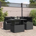 vidaXL Ensemble de canapé de jardin avec coussin 5 Pièces Noir Poly rotin