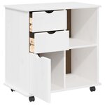vidaXL Cabinet roulant Blanc 63 5 x 39 x 65 5 cm Bois de Pin Massif