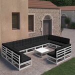 Vidaxl salon de jardin 13 pièces avec coussins blanc bois de pin massif