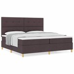 vidaXL Lit à ressorts avec matelas Marron foncé 200 x 200 cm tissu