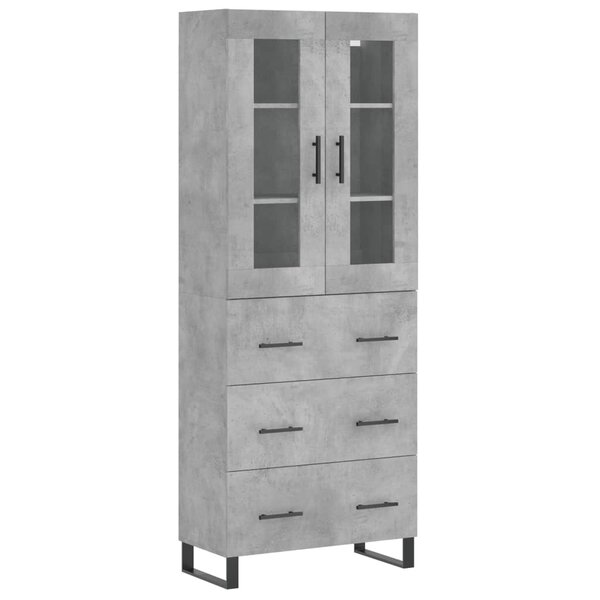 vidaXL Buffet haut Gris béton 69 5x34x180 cm Bois d'ingénierie