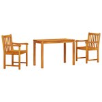 Set de jardin 3 pièces en bois d'acacia