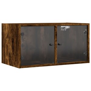vidaXL Armoire murale avec portes en verre chêne fumé 68 5x37x35 cm
