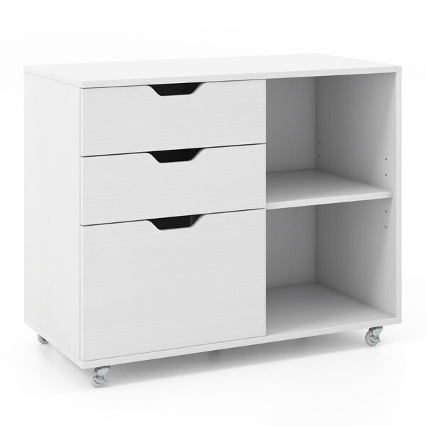 Classeur à 3 tiroirs support d'imprimante mobile 81 x 40 x 66 5 cm rangement optimisé design moderne en bois d'ingénierie blanc 20_0011445