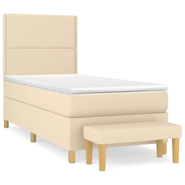 vidaXL Sommier à lattes de lit et matelas Crème 90x190 cm Tissu