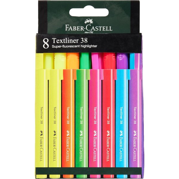 Lot de 8 Surligneurs Textliner 38 Fluo FABER-CASTELL