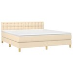 vidaXL Sommier à lattes de lit avec matelas LED Crème 160x200 cm Tissu
