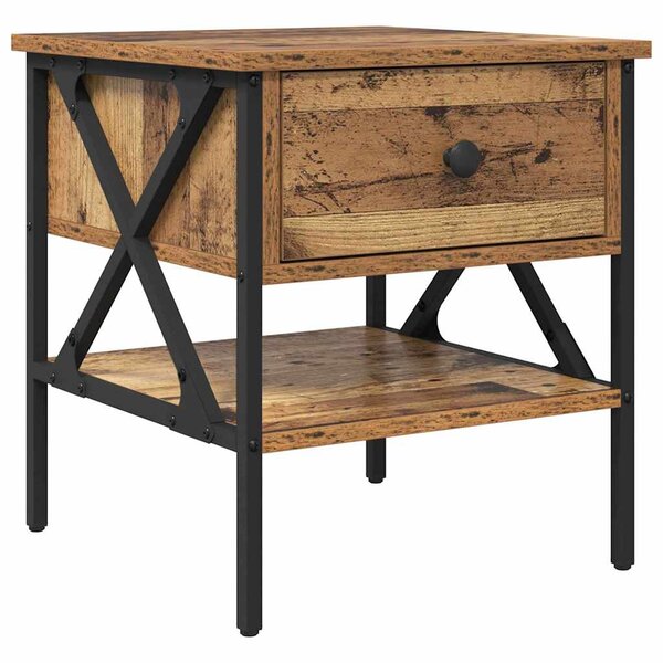 vidaXL Table de chevet avec tiroir Bois ancien 40 x 42 x 45 cm