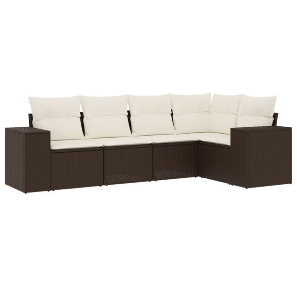 vidaXL Salon de jardin avec coussins 5 Pièces marron résine tressée