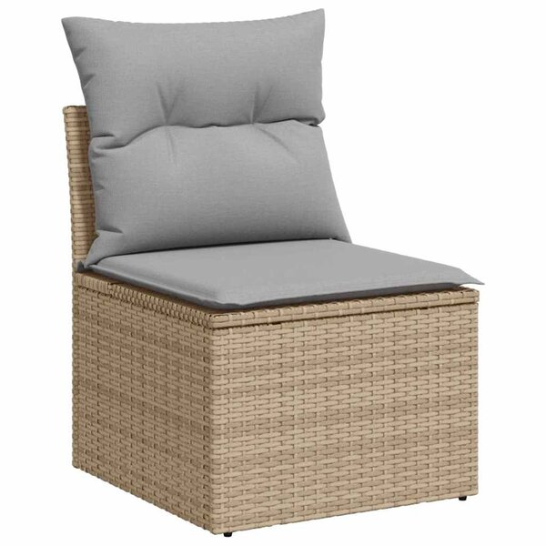 vidaXL Ensemble de canapé de jardin 7 Pièces Beige  Gris 55 x 55 x 37 cm