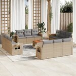 vidaXL Salon de jardin avec coussins 13 Pièces beige résine tressée