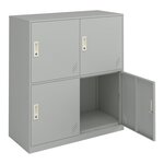 Casier métallique avec 4 portes 100 x 90 x 40 cm acier laqué gris clair 03_0009182