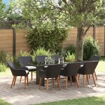 vidaXL Ensemble de salle à manger pour jardin 9 Pièces Noir polyrotin