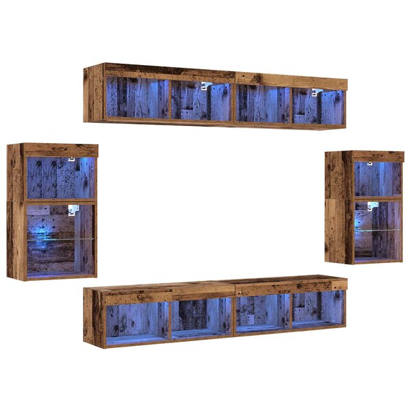 vidaXL Ensemble meuble TV 8 Pièces Bois ancien Bois d'ingénierie