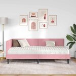vidaXL Cadre de lit d'angle avec matelas Autre 2 Pièces Gris Velours