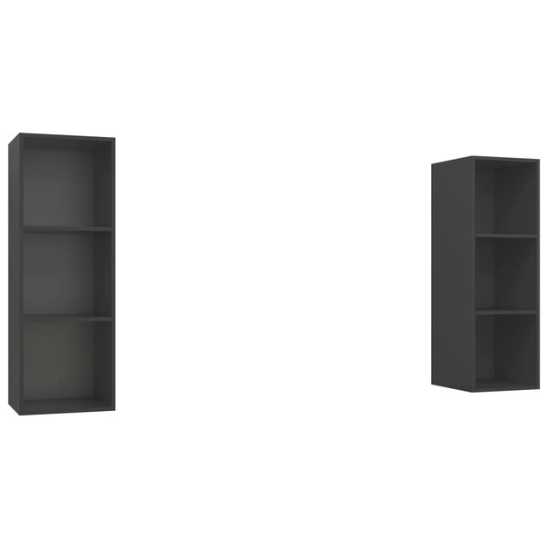 vidaXL Meubles TV muraux 2 Pièces Gris Bois d'ingénierie