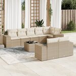 vidaXL Salon de jardin avec coussins 9 Pièces beige résine tressée