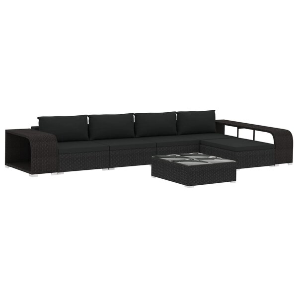 vidaXL Salon de jardin 8 Pièces avec coussins Résine tressée Noir