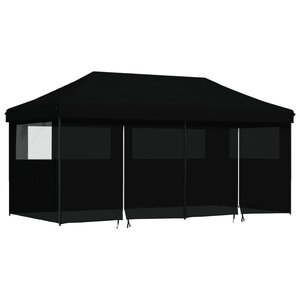 vidaXL Tente de réception pliable escamotable 4 parois latérales noir