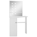 vidaXL Coiffeuse d'angle table de maquillage lumière LED Blanc clair