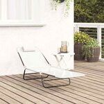 vidaXL Chaise longue pliante Crème 182 x 55 x 85 5 cm Textilène