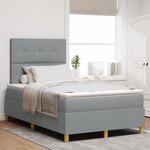 vidaXL Lit box spring avec matelas et lumière LED Gris clair 120x200 cm Tissu