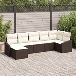 vidaXL Ensemble de canapé de jardin 7 Pièces Marron Poly rotin