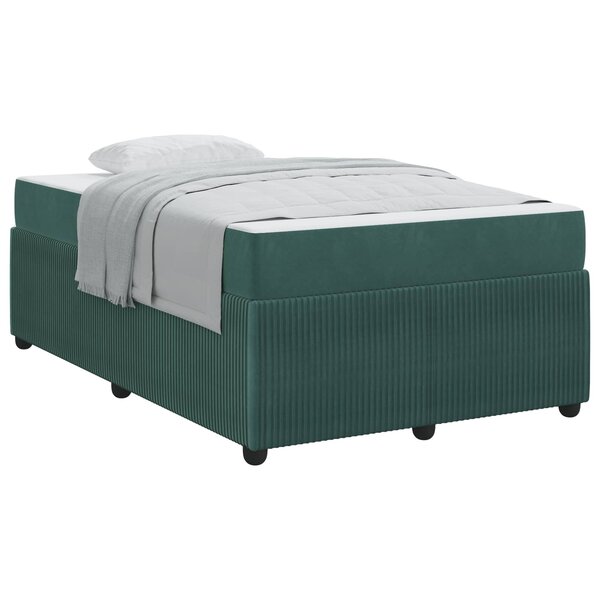 vidaXL Cadre de lit avec matelas Vert foncé 120 x 190 cm tissu