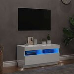 vidaXL Meuble TV avec lumières LED blanc brillant 80x35x40 cm