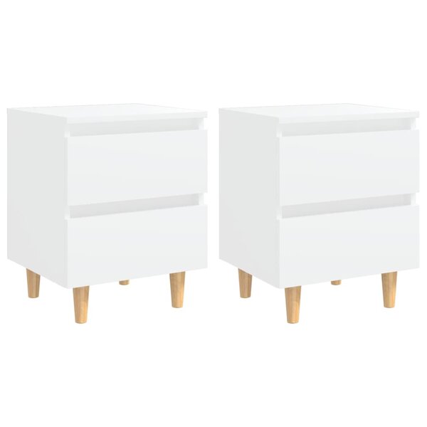 vidaXL Tables de chevet avec pieds en pin 2 Pièces Blanc 40x35x50 cm