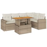 vidaXL Salon de jardin avec coussins 6 Pièces beige résine tressée