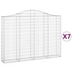 vidaXL Paniers à gabions arqués 7 Pièces 200x30x140/160 cm Fer galvanisé
