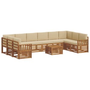 vidaXL Ensemble de canapés d'extérieur 11 Pièces Naturel et Beige
