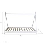 Lit tipi enfant 90x200 blanc toile grise à étoiles