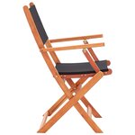 vidaXL Chaises pliables de jardin 4 Pièces Noir Eucalyptus et textilène